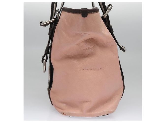 Borsa Tote BALLY in pelle rosa marrone scuro argento Auth bs22247 - vista 4
