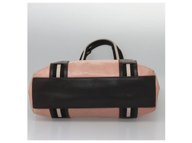 Borsa Tote BALLY in pelle rosa marrone scuro argento Auth bs22247 - vista 9
