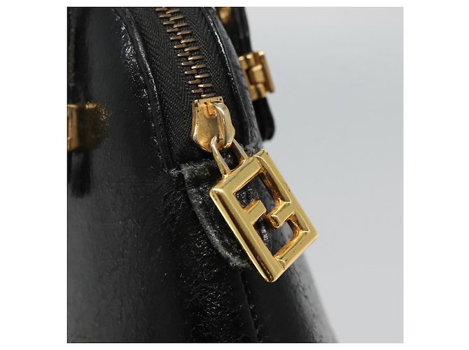 Borsa a mano FENDI in pelle 2 vie nera e oro Auth hk1976 Nero D'oro - vista 10
