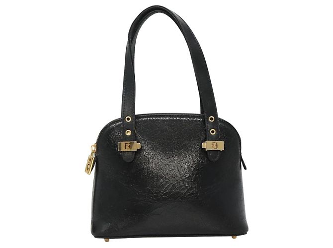 Borsa a mano FENDI in pelle 2 vie nera e oro Auth hk1976 Nero D'oro - vista 13