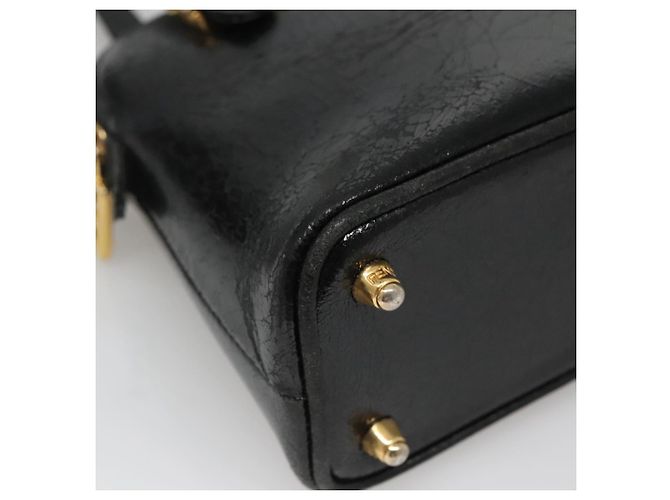 Borsa a mano FENDI in pelle 2 vie nera e oro Auth hk1976 Nero D'oro - vista 14