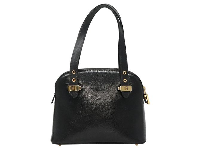Borsa a mano FENDI in pelle 2 vie nera e oro Auth hk1976 Nero D'oro - vista 2