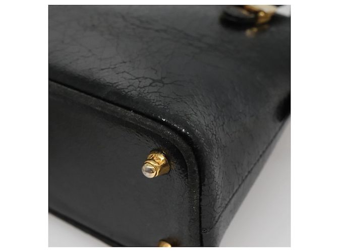 Borsa a mano FENDI in pelle 2 vie nera e oro Auth hk1976 Nero D'oro - vista 9