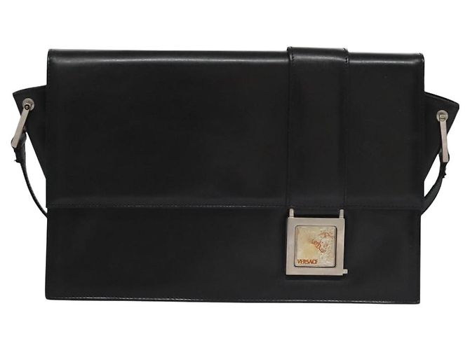 Borsa a spalla in pelle nera VERSACE Auth bs22448 Nero - vista 13