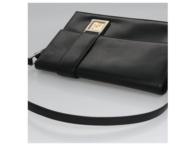 Borsa a spalla in pelle nera VERSACE Auth bs22448 Nero - vista 6