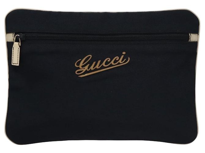 Pouch GUCCI Nylon Navy Silver Auth bs22200 Argento Blu navy - vista 2