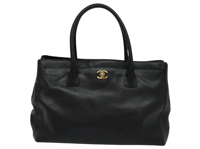 Executive CHANEL Borsa Tote Esecutiva Borsa in Pelle Caviar Nera Oro CC Auth bs22257 Nero D'oro - vista 2