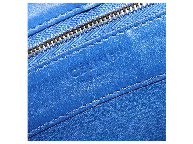 BORSA A MANO VERTICALE CABAS CÉLINE IN PELLE BLU MARRONE Auth ki5445 - vista 16