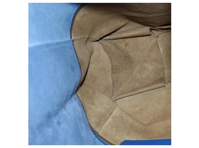 BORSA A MANO VERTICALE CABAS CÉLINE IN PELLE BLU MARRONE Auth ki5445 - vista 19