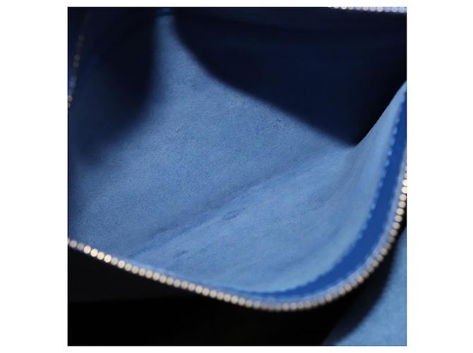 BORSA A MANO VERTICALE CABAS CÉLINE IN PELLE BLU MARRONE Auth ki5445 - vista 20