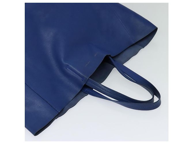 BORSA A MANO VERTICALE CABAS CÉLINE IN PELLE BLU MARRONE Auth ki5445 - vista 6