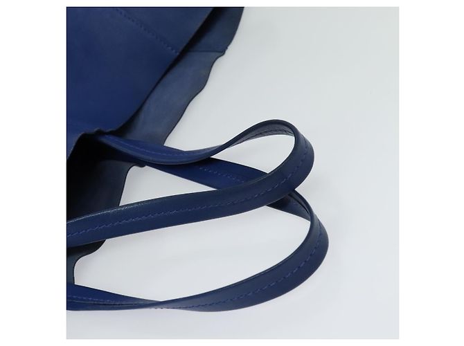 BORSA A MANO VERTICALE CABAS CÉLINE IN PELLE BLU MARRONE Auth ki5445 - vista 7