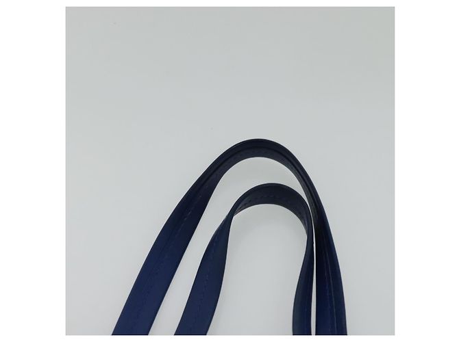 BORSA A MANO VERTICALE CABAS CÉLINE IN PELLE BLU MARRONE Auth ki5445 - vista 8