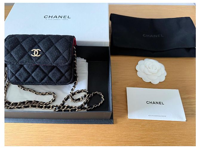 Mini borsa Chanel mademoiselle senza tempo nera in jersey Nero - vista 13