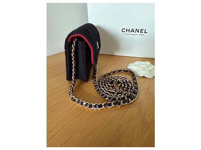 Mini borsa Chanel mademoiselle senza tempo nera in jersey Nero - vista 8