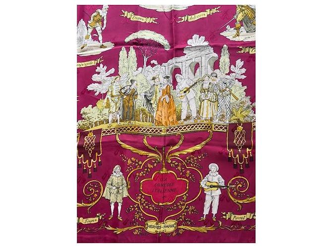 Hermès Lenço de seda La Comédie Italienne Vermelho - vista 2