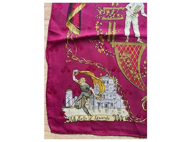 Hermès Lenço de seda La Comédie Italienne Vermelho - vista 4