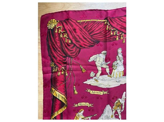 Hermès Lenço de seda La Comédie Italienne Vermelho - vista 5