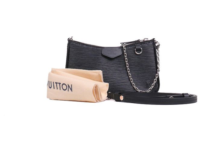 LOUIS VUITTON - Borsa a spalla Louis Vuitton Easy Pouch On Strap in pelle Epi nera Nero - vista 8
