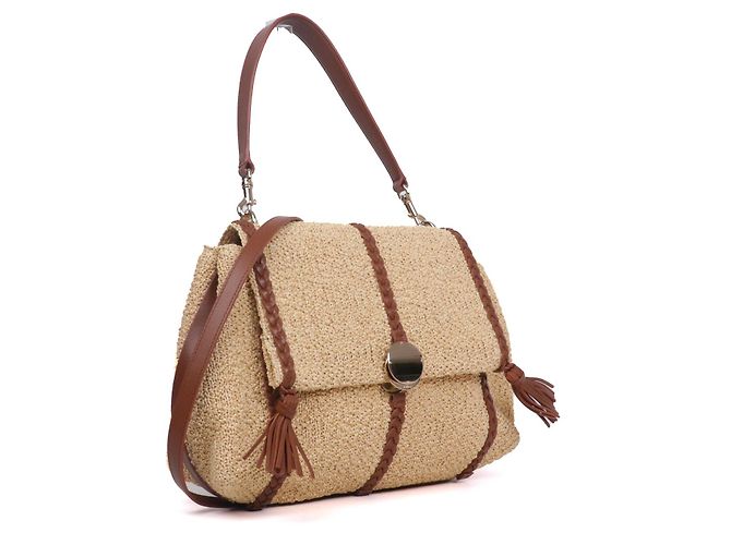 CHLOÉ - Pénélope MM Chloé Raphia Schultertasche Beige - Ansicht 2