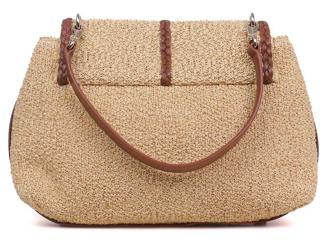 CHLOÉ - Pénélope MM Chloé Raphia Schultertasche Beige - Ansicht 3
