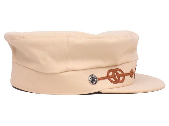 HERMÈS - Gorra Hermès Cabourg Cliquetis en algodón blanco cremoso (tamaño 59) Beige - vista 2