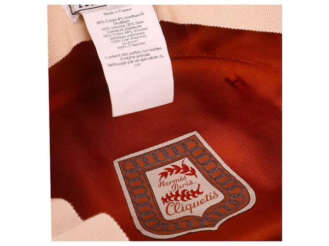 HERMÈS - Gorra Hermès Cabourg Cliquetis en algodón blanco cremoso (tamaño 59) Beige - vista 6