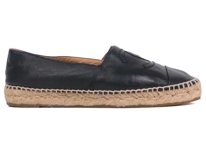 CHANEL - Espadrillas Chanel CC in pelle nera (T37) Nero - vista 2