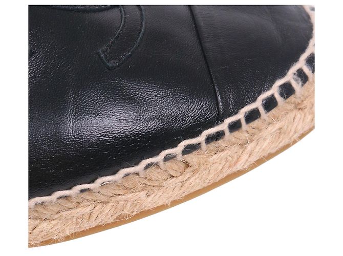 CHANEL - Espadrillas Chanel CC in pelle nera (T37) Nero - vista 4