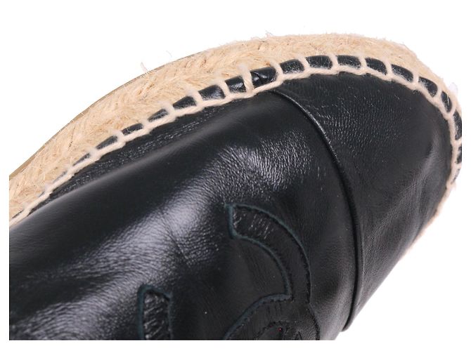 CHANEL - Espadrillas Chanel CC in pelle nera (T37) Nero - vista 5