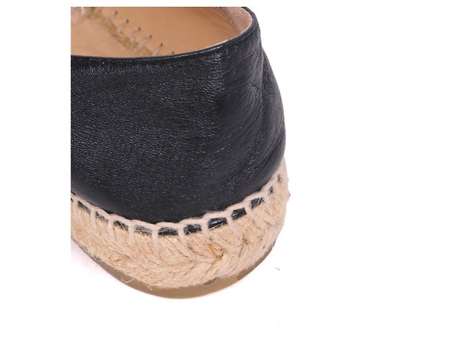 CHANEL - Espadrillas Chanel CC in pelle nera (T37) Nero - vista 6