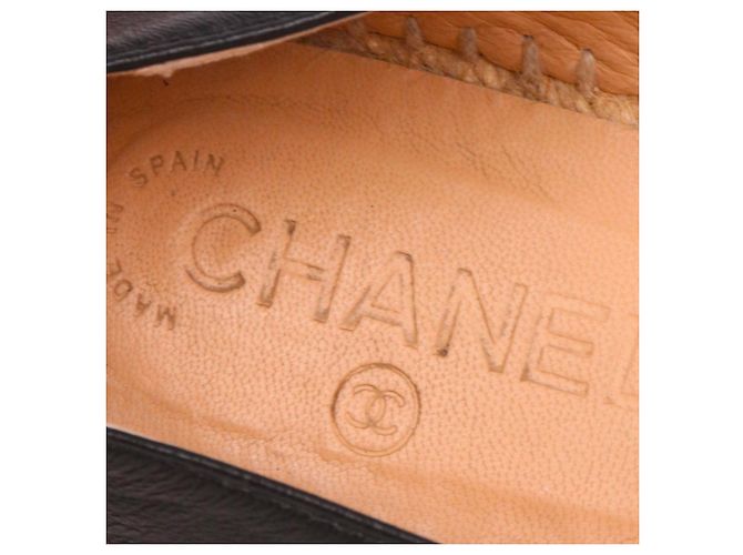 CHANEL - Espadrillas Chanel CC in pelle nera (T37) Nero - vista 7