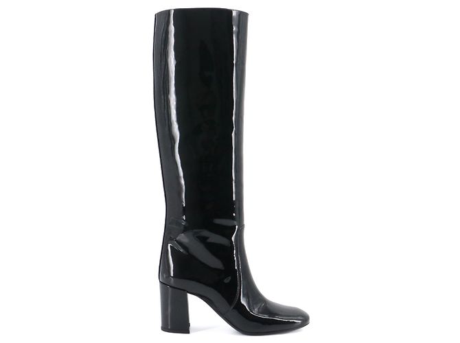SAINT LAURENT - Saint Laurent Stiefel aus schwarzem Lackleder (Größe 37) - Ansicht 2
