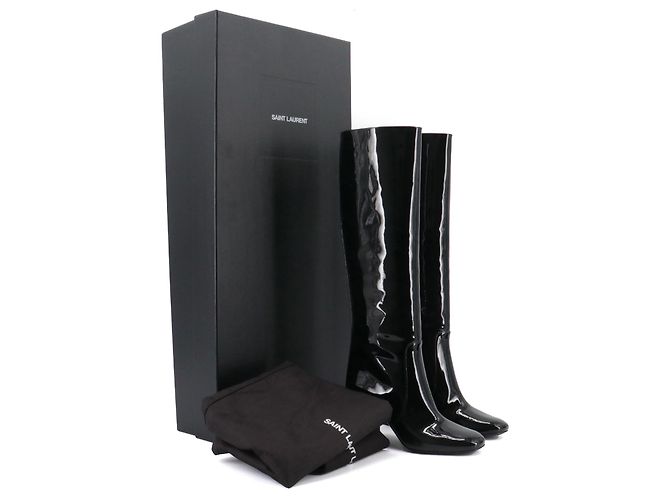 SAINT LAURENT - Saint Laurent Stiefel aus schwarzem Lackleder (Größe 37) - Ansicht 7