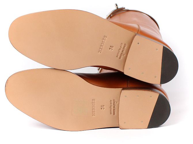 Kelly Hermès Botas HERMES T.EU 34 Cuero Castaño - vista 3