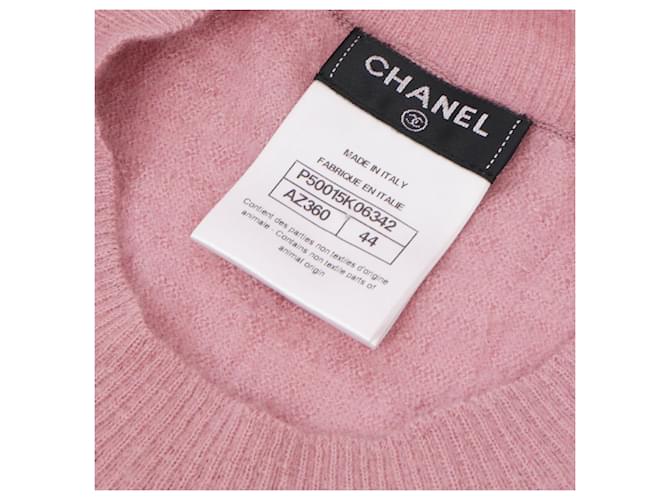 CHANEL - Chanel rosa Mohair Pullover mit Perlen (Größe 44) Pink - Ansicht 4