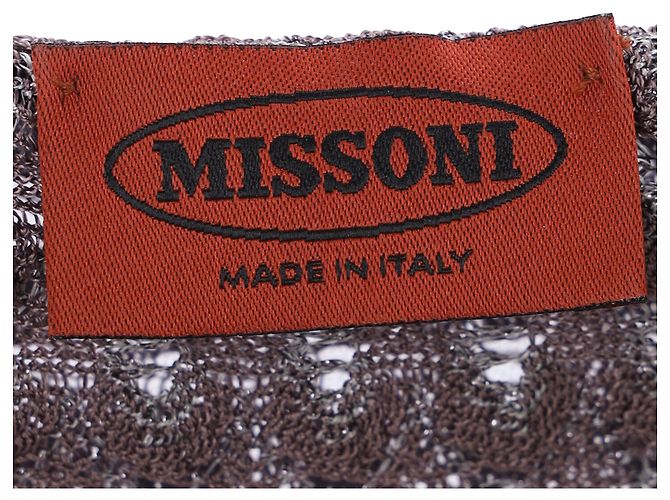 Vestido mini de viscosa marrón con escote profundo de punto Missoni Castaño Roja - vista 4