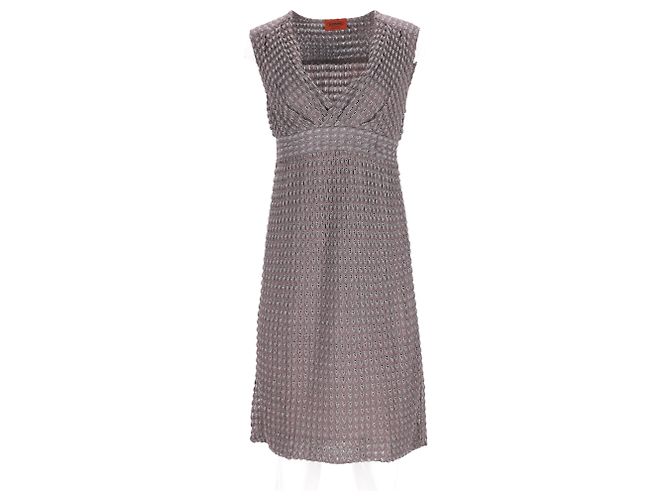 Vestido mini de viscosa marrón con escote profundo de punto Missoni Castaño Roja - vista 7