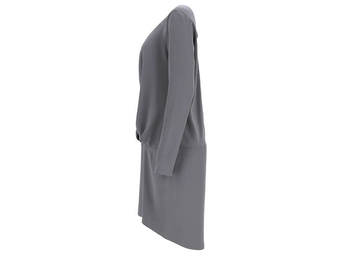 Vestido mini drapeado en seda gris Brunello Cucinelli - vista 2