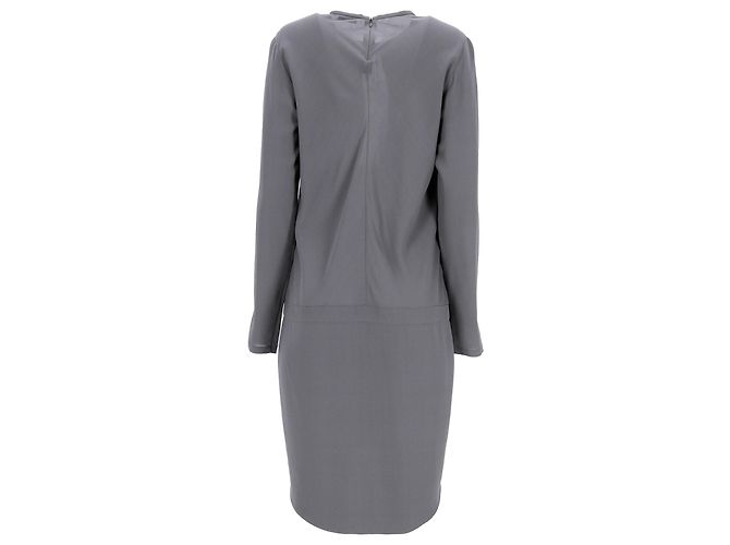 Vestido mini drapeado en seda gris Brunello Cucinelli - vista 3