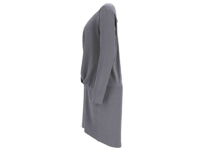 Vestido mini drapeado en seda gris Brunello Cucinelli - vista 7