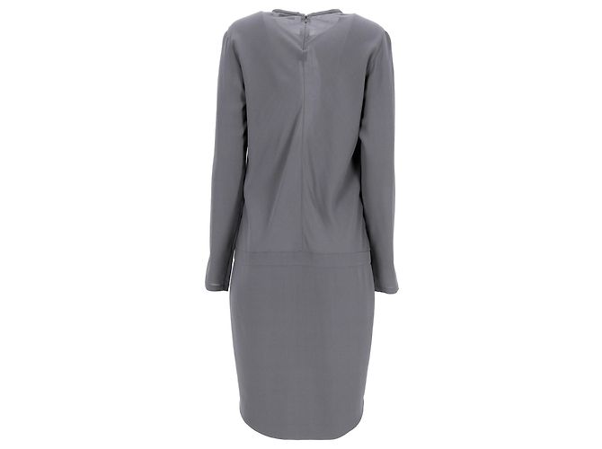 Vestido mini drapeado en seda gris Brunello Cucinelli - vista 8