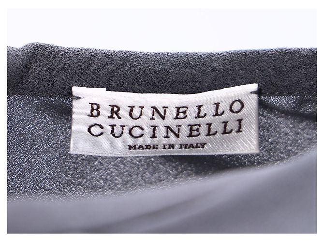 Vestido mini drapeado en seda gris Brunello Cucinelli - vista 9