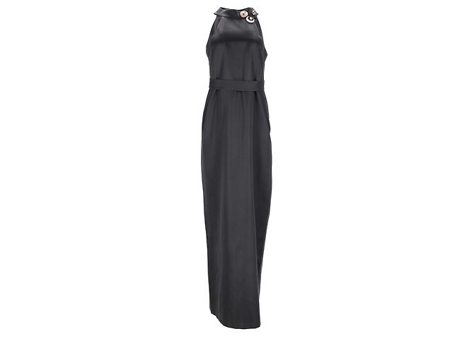Abito maxi con collo halter decorato Emilio Pucci in seta nera Nero - vista 8