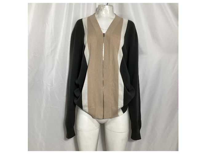 Cardigan con zip Hermès in cashmere multicolore Marrone Rosso - vista 7