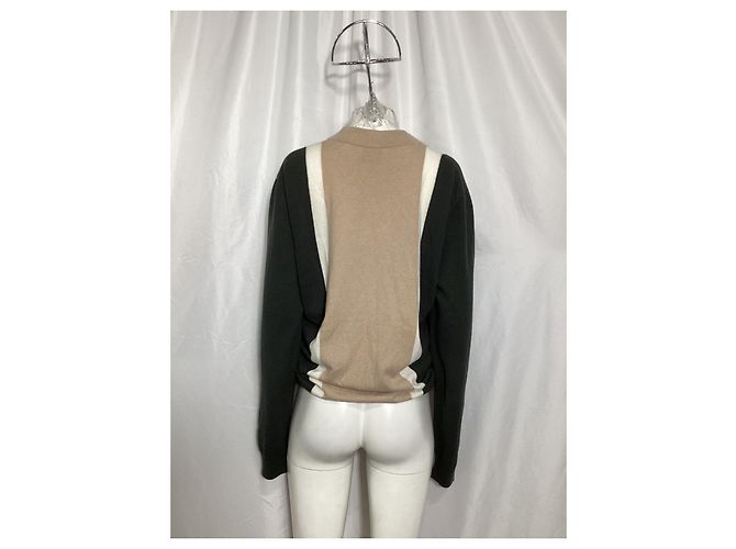 Cardigan con zip Hermès in cashmere multicolore Marrone Rosso - vista 8