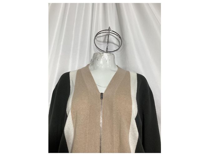 Cardigan con zip Hermès in cashmere multicolore Marrone Rosso - vista 9
