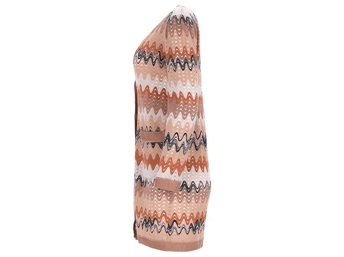 Missoni Zigzag langes Strickjacke mit Knöpfen aus mehrfarbigem Viskose Mehrfarben - Ansicht 2