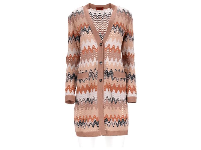 Missoni Zigzag langes Strickjacke mit Knöpfen aus mehrfarbigem Viskose Mehrfarben - Ansicht 7