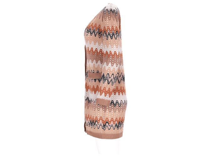 Missoni Zigzag langes Strickjacke mit Knöpfen aus mehrfarbigem Viskose Mehrfarben - Ansicht 8
